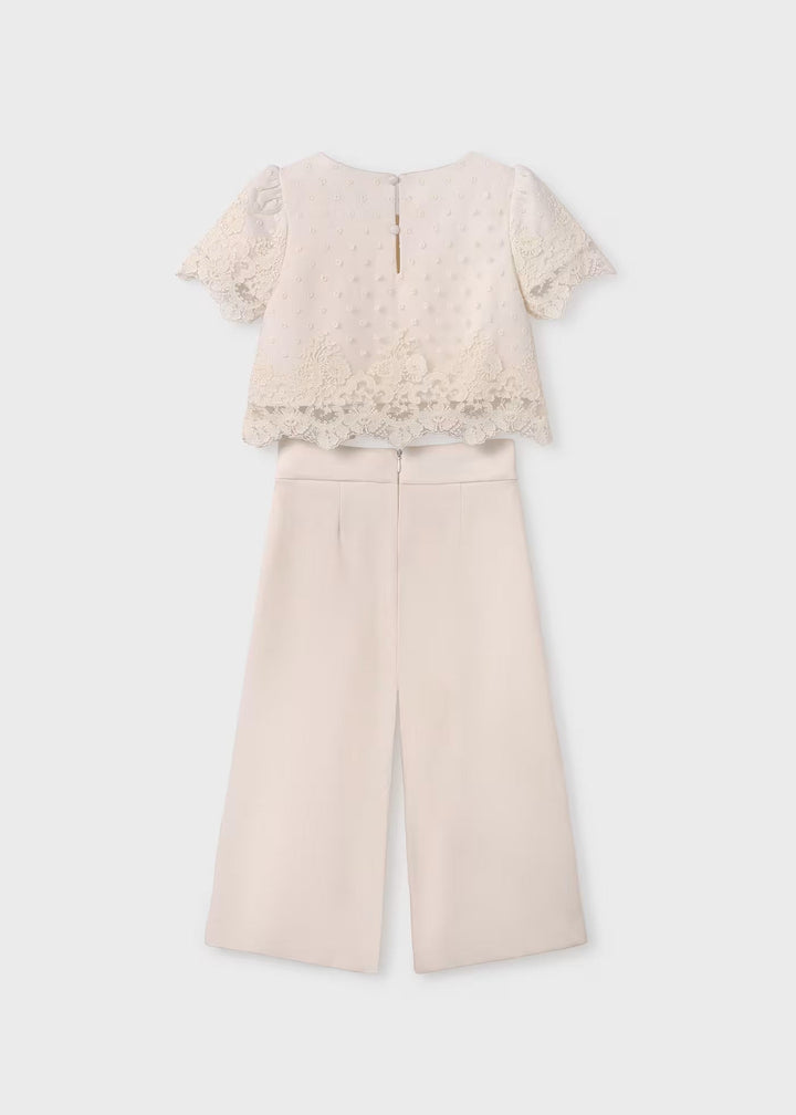 Long crepe pants set - Natural - Be Chic