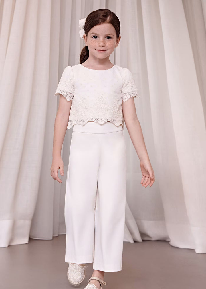 Long crepe pants set - Natural - Be Chic