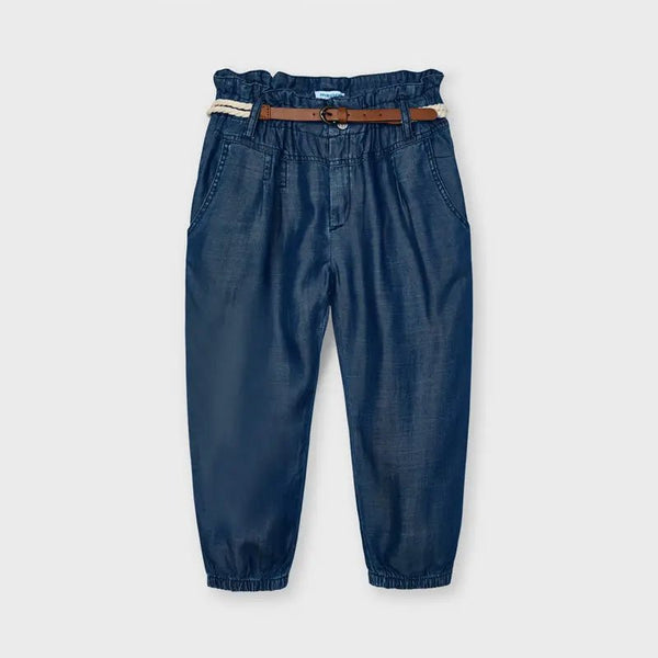 Long Pant With Belt for Girl Indigo - Be Chic