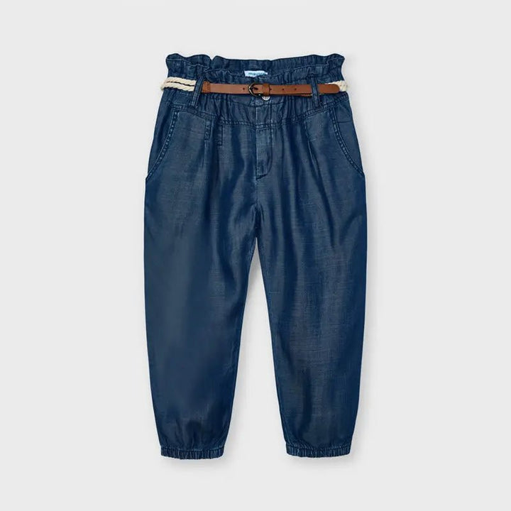 Long Pant With Belt for Girl Indigo - Be Chic