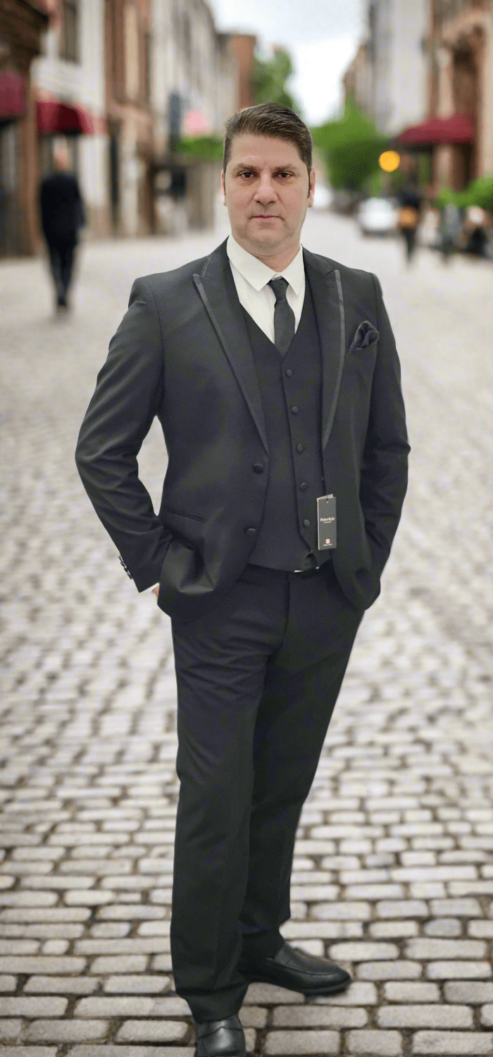 Luxury black Mens tuxedo 6 Piece Suit - Made In Canada 🇨🇦 - Be Chic