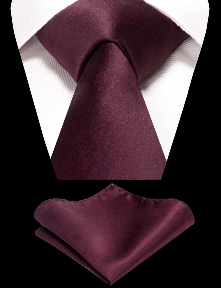 Maroon Tie and Pocket Square Set for Men - Be Chic