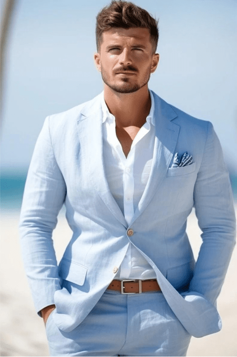 Men's Light Blue 5 Piece Suit - Perfect for Prom and other Formal Events. (No Vest) - Be Chic