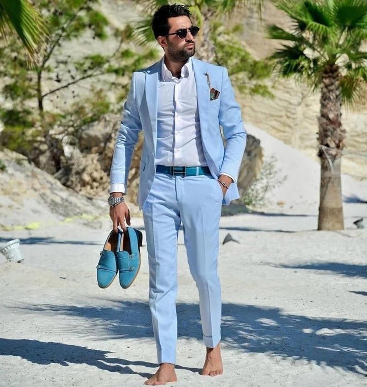 Men's Light Blue 5 Piece Suit - Perfect for Prom and other Formal Events. (No Vest) - Be Chic
