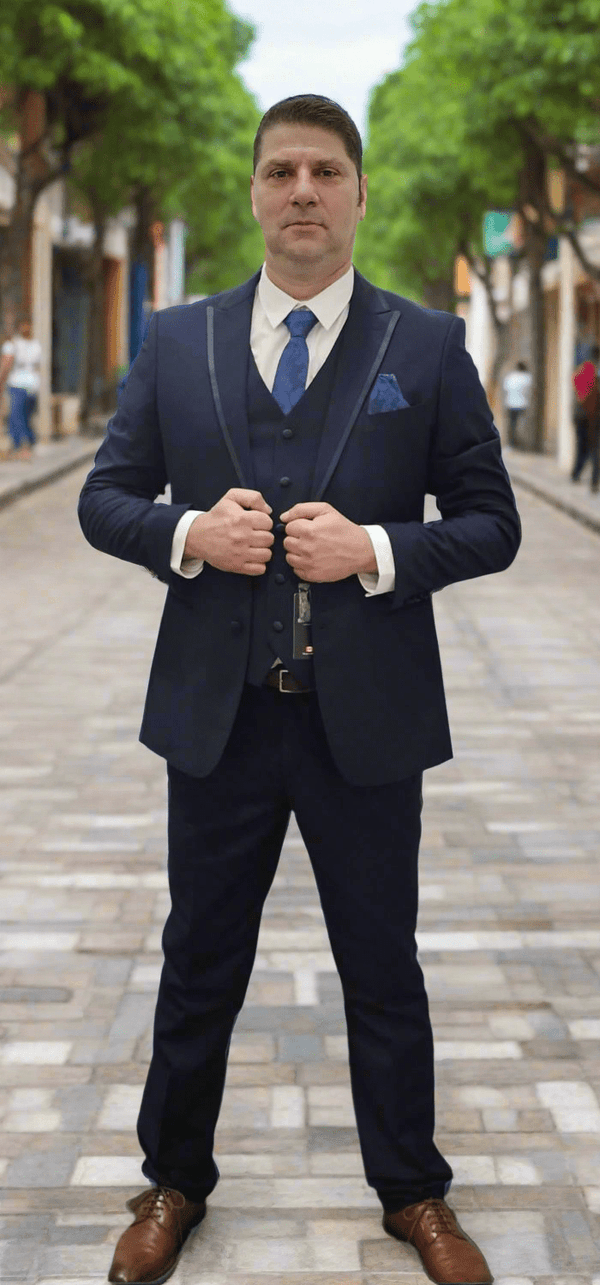 Mens Navy Paisley Pattern 6 Piece Suit - Made In Canada 🇨🇦 - Be Chic