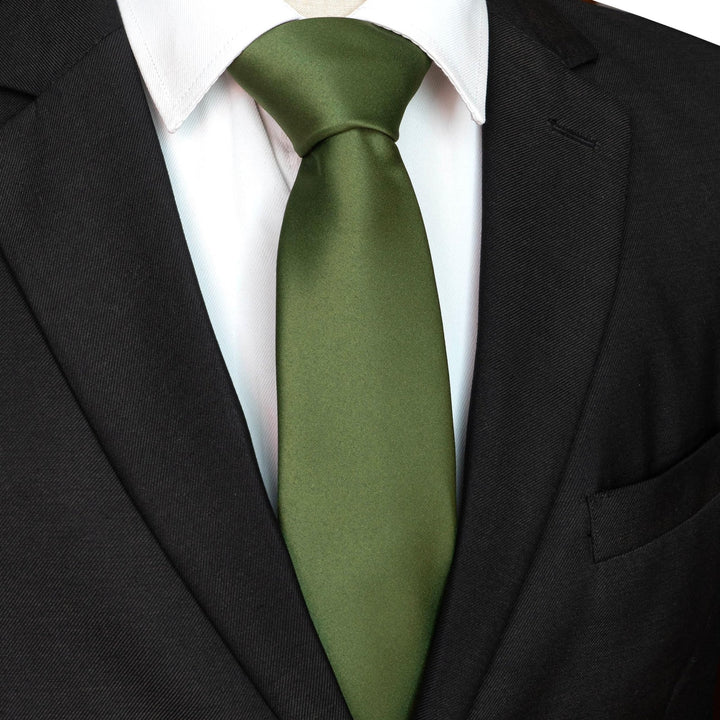 Olive Green Tie and Pocket Square Set for Men - Be Chic
