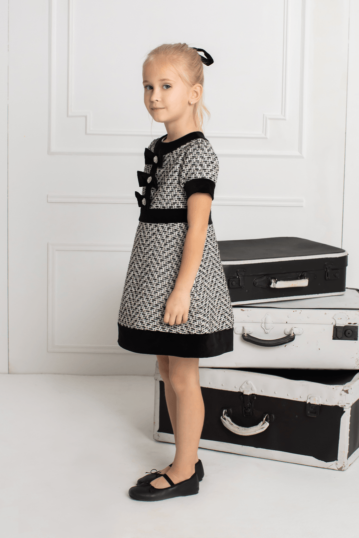 Patachou Girls Dress - Ivory Black - Be Chic