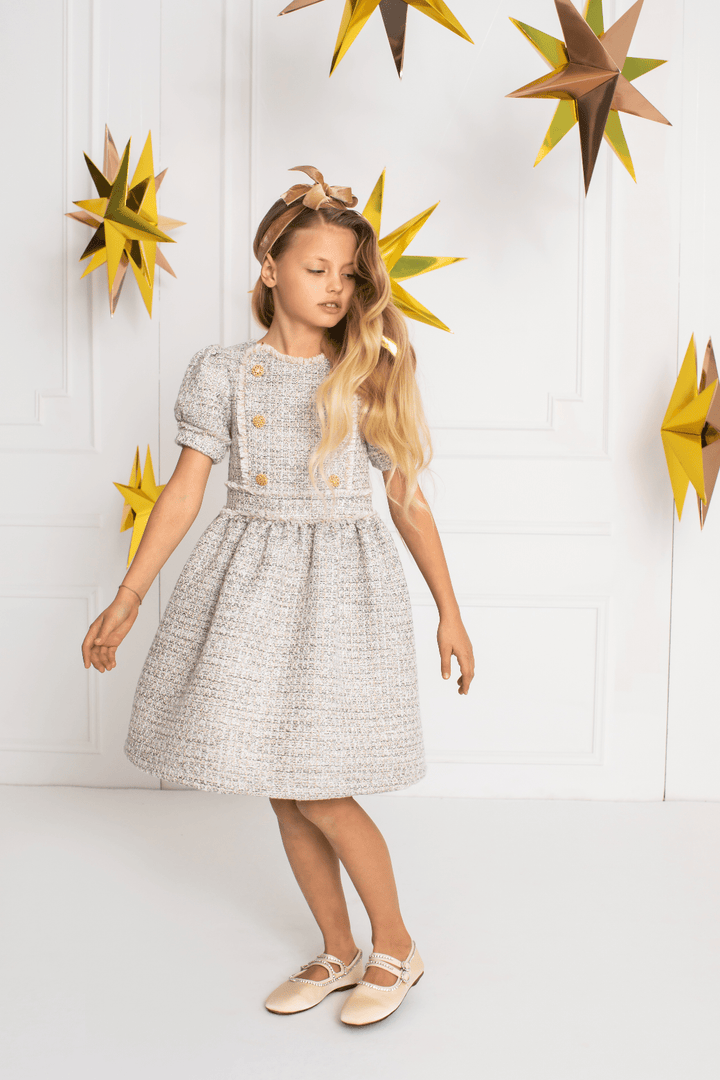 Patachou Girls Gold Dress - Grey - Be Chic