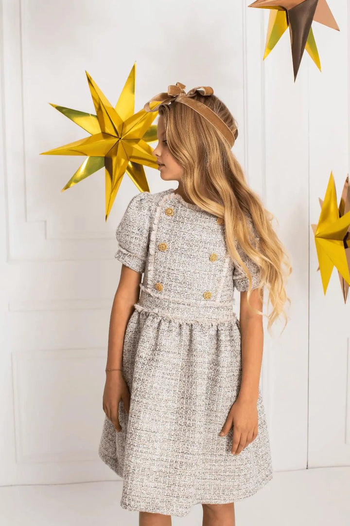 Patachou Girls Gold Dress - Grey - Be Chic