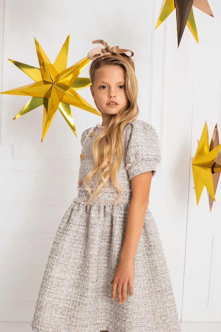 Patachou Girls Gold Dress - Grey - Be Chic