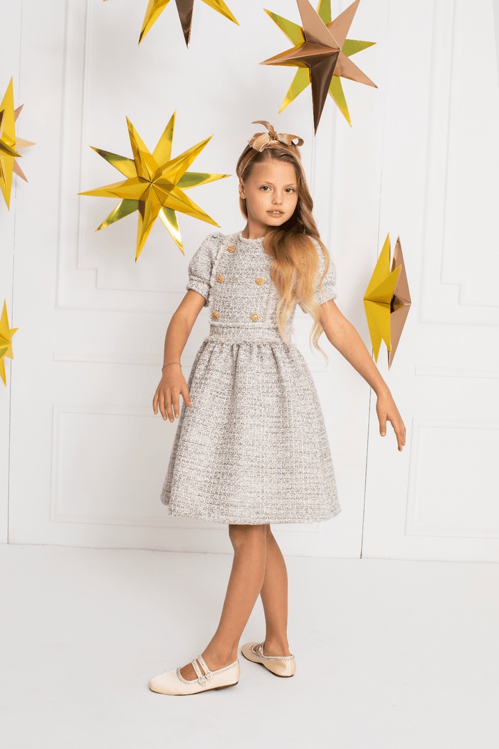 Patachou Girls Gold Dress - Grey - Be Chic
