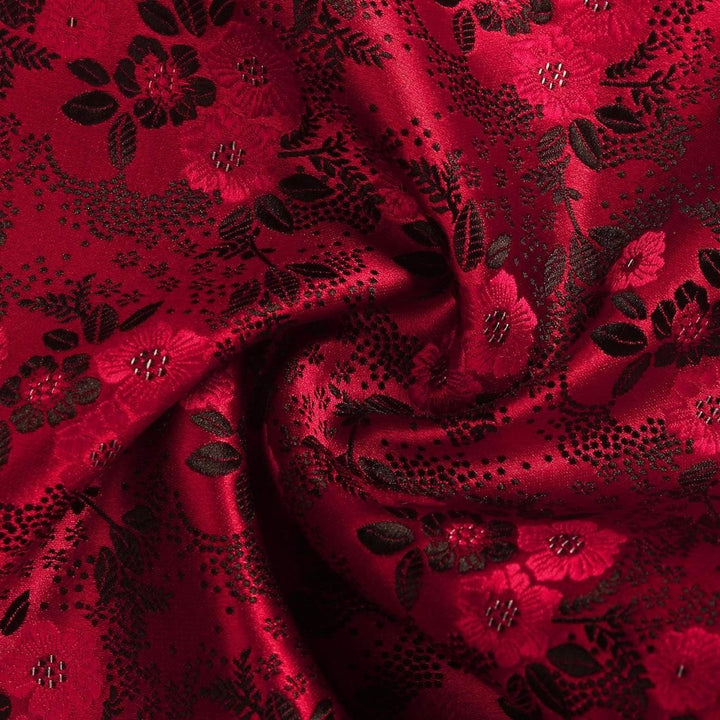 Red Floral Men's Tie - Pocket Square & Cufflinks - Be Chic