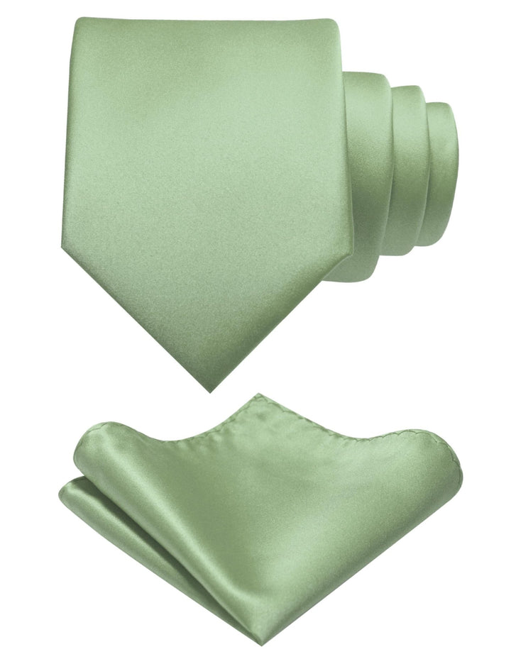 Sage Green Tie and Pocket Square Set for Men - Be Chic