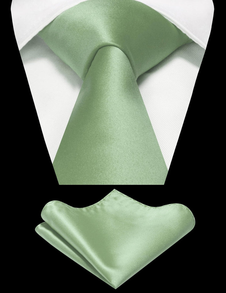 Sage Green Tie and Pocket Square Set for Men - Be Chic