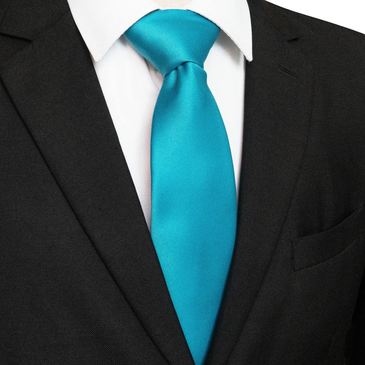 Turquoise Tie and Pocket Square Set for Men - Be Chic