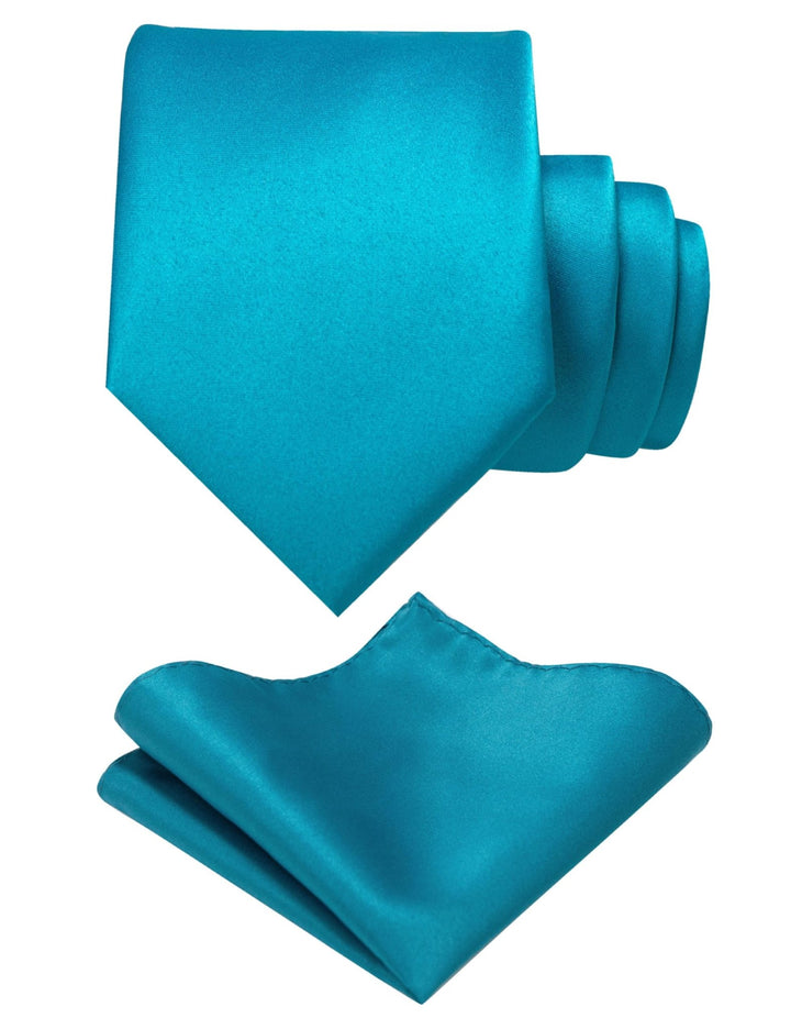 Turquoise Tie and Pocket Square Set for Men - Be Chic