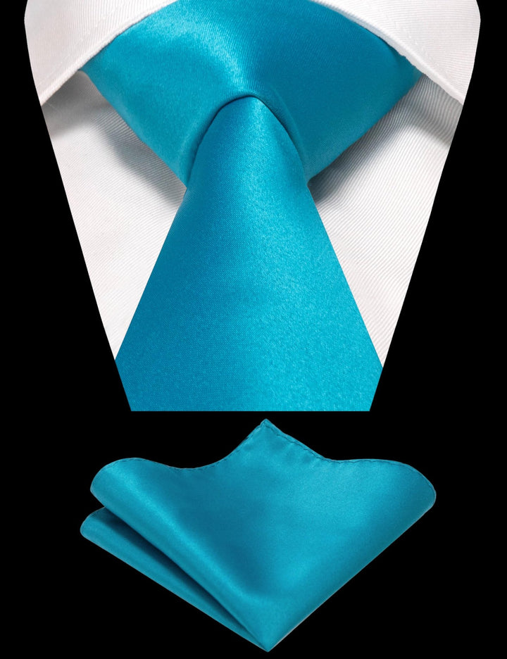 Turquoise Tie and Pocket Square Set for Men - Be Chic