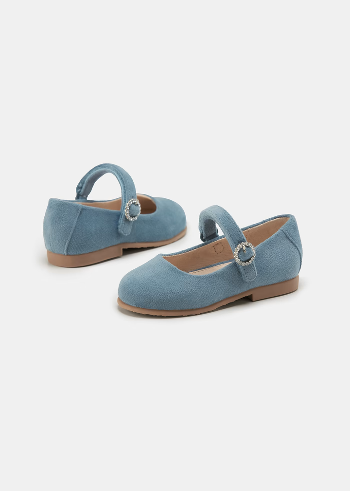 44391- Velvet Mary Janes for girl - Lightblue Mayoral