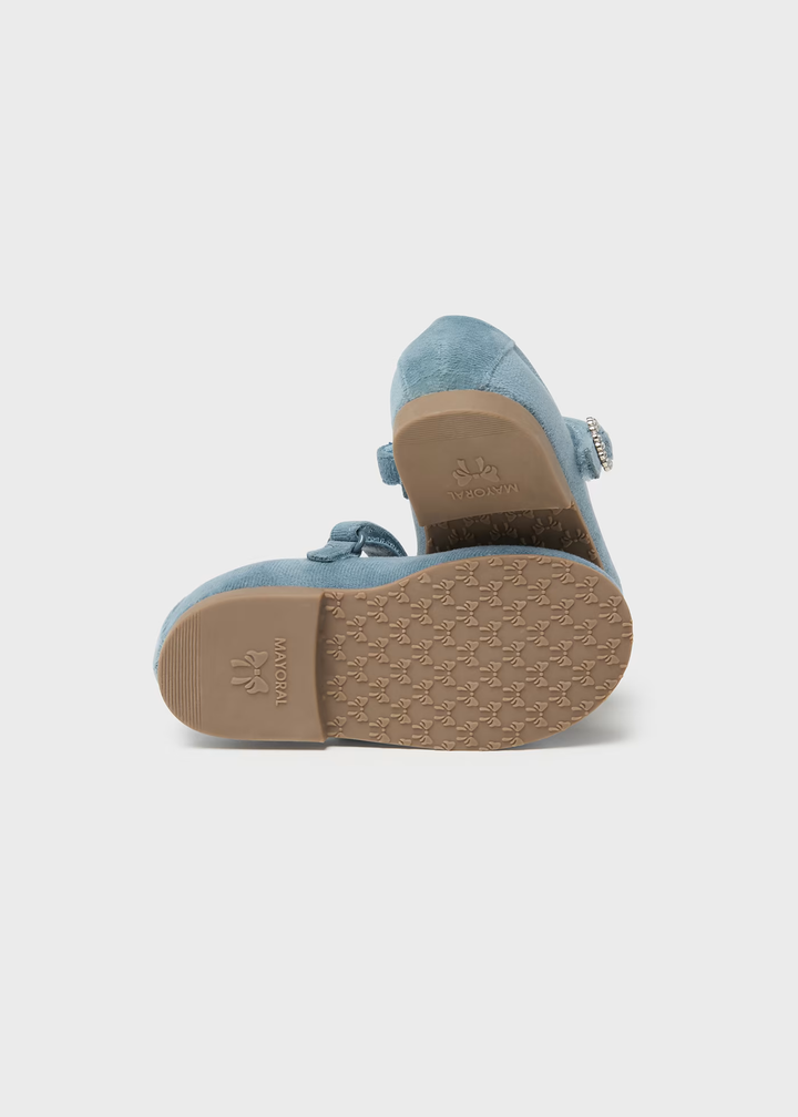 44391- Velvet Mary Janes for girl - Lightblue Mayoral