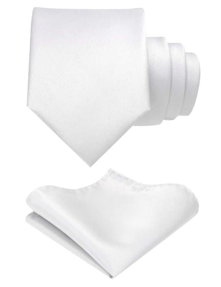 White Tie and Pocket Square Set for Men - Be Chic