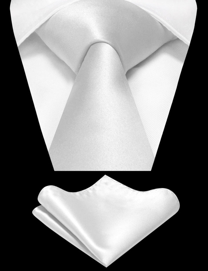 White Tie and Pocket Square Set for Men - Be Chic