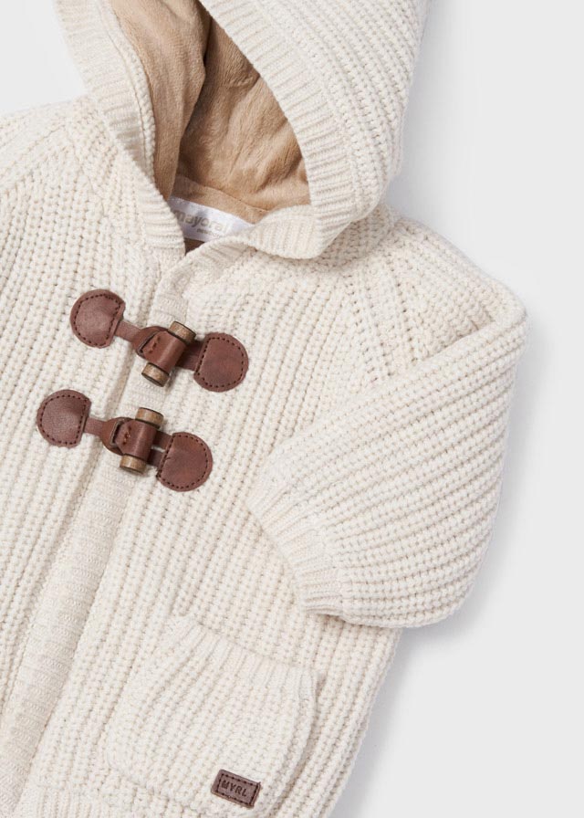 Knit cardigan for newborn boy - Cream vigo Mayoral