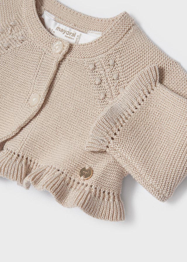 Short cardigan for newborn girl - Champagne Mayoral