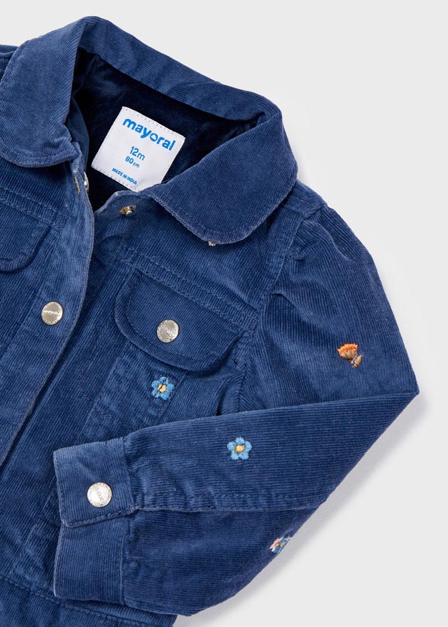 Corduroy denim jacket for baby girl - Indigo Mayoral