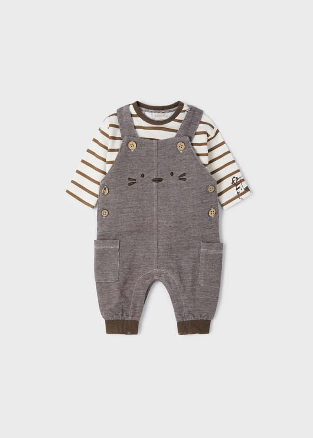 Fleece romper set for newborn boy - Chocolate Mayoral