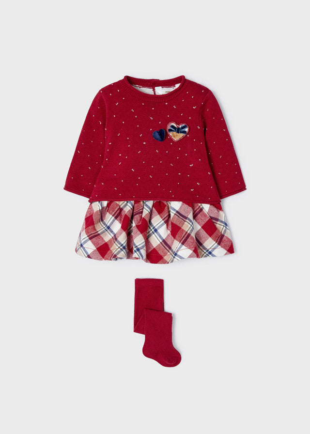 Skirt jumper w/ tight set for newborn girl - Red Mayoral
