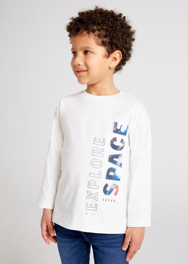 L/s t-shirt for boy - Cream Mayoral