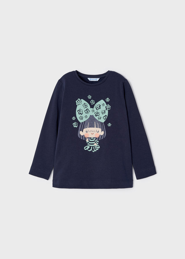 L/s t-shirt for girl - Navy Mayoral