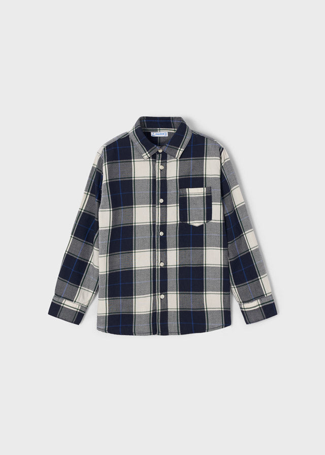 L/s checked shirt for boy - Navy Mayoral