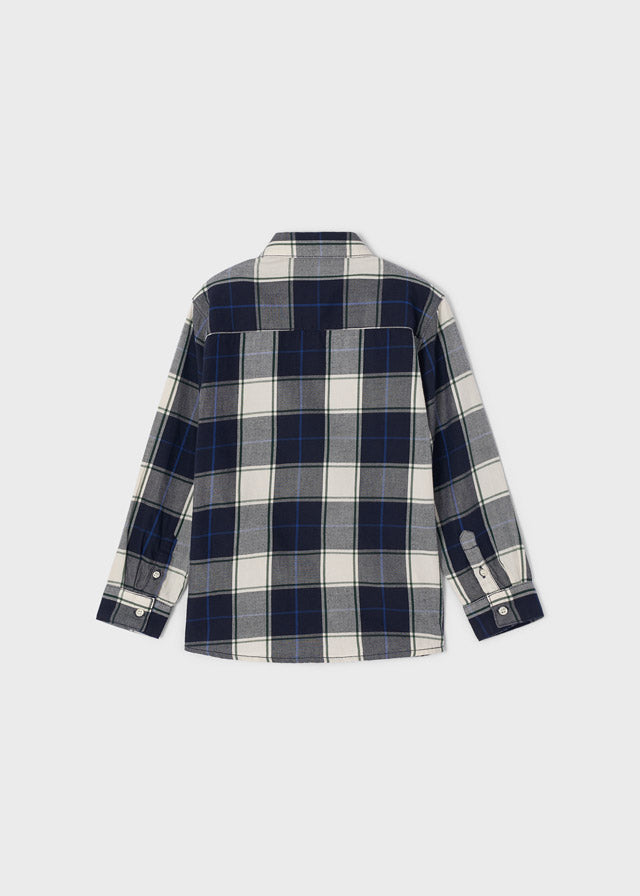 L/s checked shirt for boy - Navy Mayoral