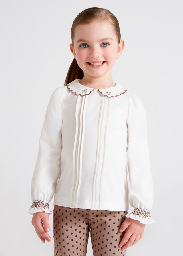 Knit blouse embroidered for girl - Natur-moch Mayoral