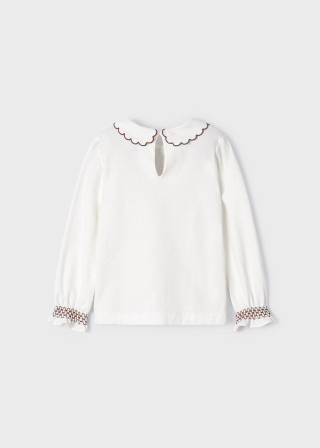 Knit blouse embroidered for girl - Natur-moch Mayoral