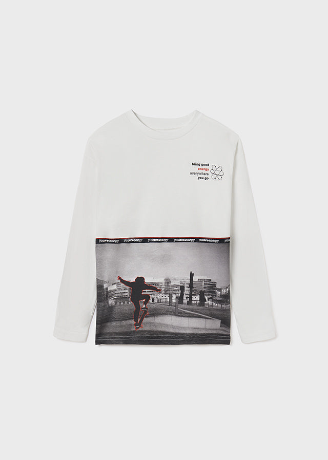 L/s shirt for teen boy - Cream-Blac Mayoral
