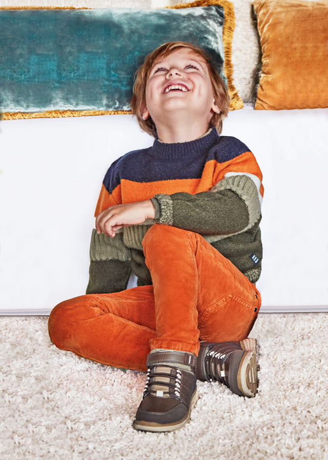537- Basic slim fit cord trousers for boy - Pumpkin Mayoral
