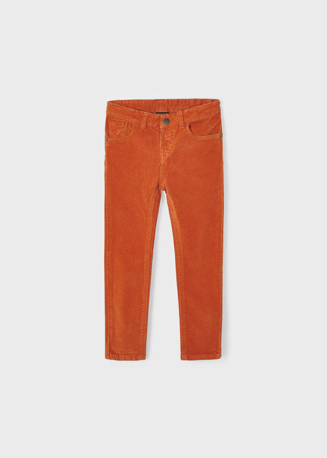 537- Basic slim fit cord trousers for boy - Pumpkin Mayoral