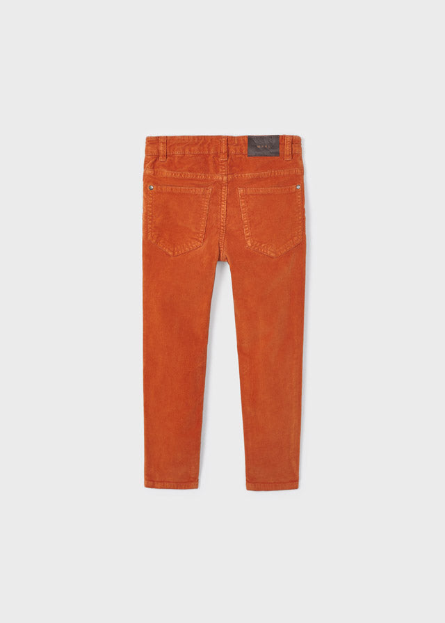537- Basic slim fit cord trousers for boy - Pumpkin Mayoral