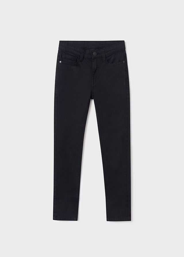 582- 5 pocket slim fit basic pant for teen boy - Black Mayoral