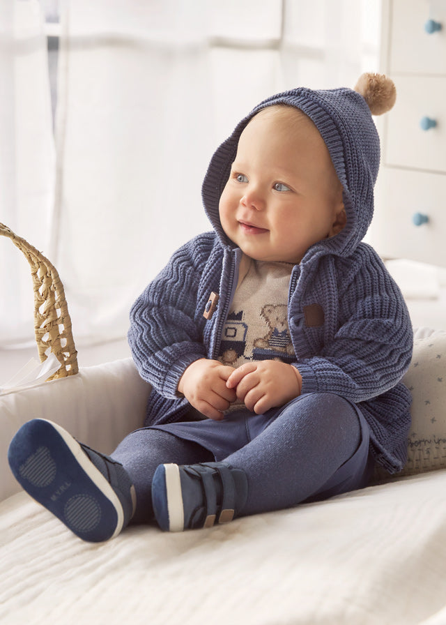 2302- Knit cardigan for newborn boy - Winterblue Mayoral