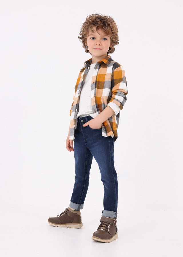 4111- L/s checked shirt for boy - Ochre Mayoral