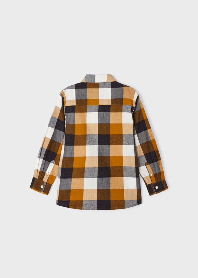 4111- L/s checked shirt for boy - Ochre Mayoral