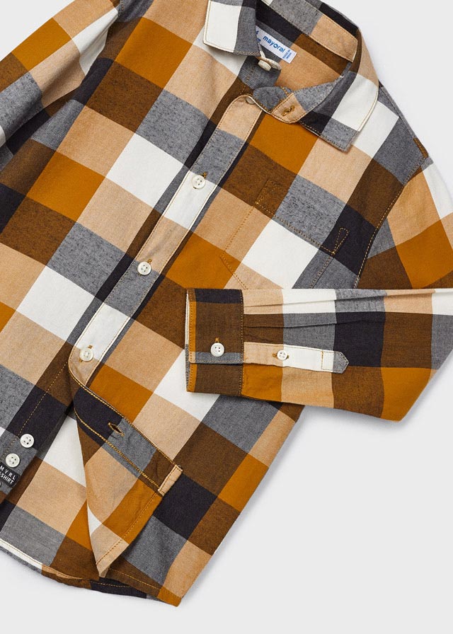 4111- L/s checked shirt for boy - Ochre Mayoral