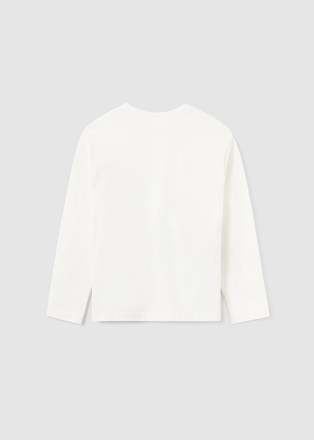 7065- L/s pocket t-shirt for teen boy - Cream Mayoral