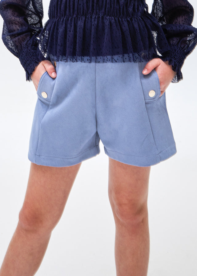 7210- Faux suede shorts for teen girl - French Blu Mayoral