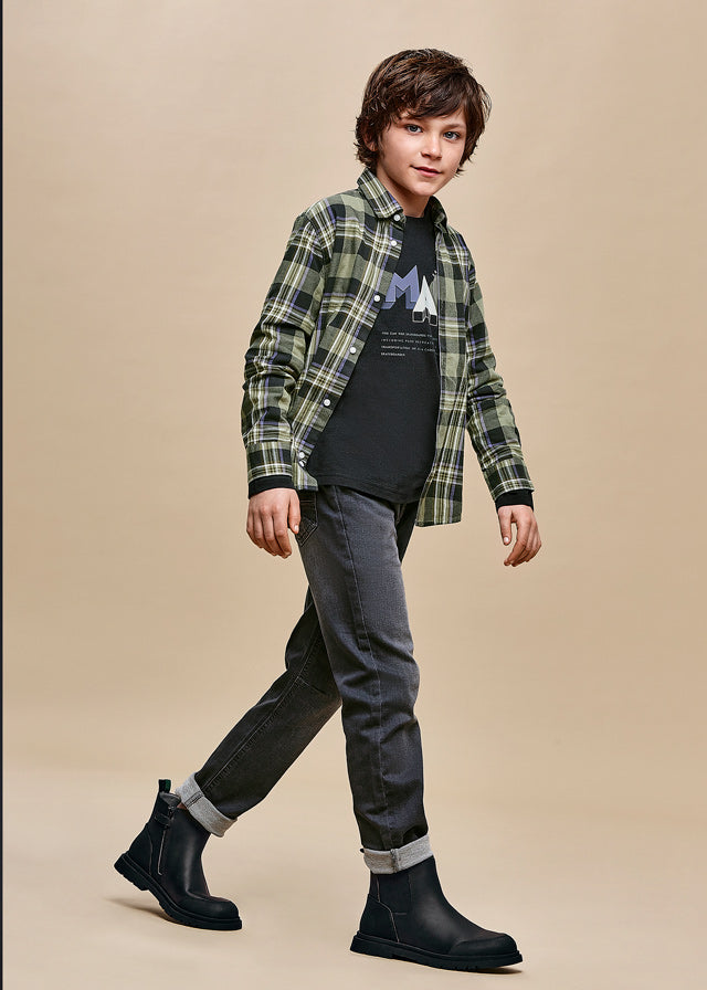 7527- Soft denim jogger pants for teen boy - Dark Grey Mayoral