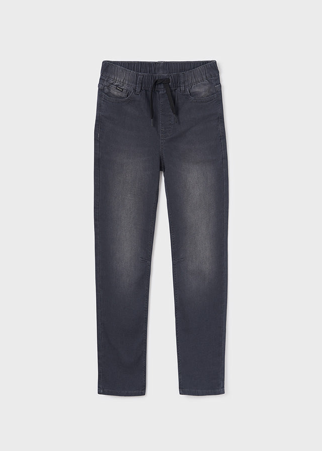 7527- Soft denim jogger pants for teen boy - Dark Grey Mayoral