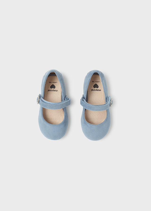 42391- Velvet Mary Janes for baby girl - Lightblue Mayoral